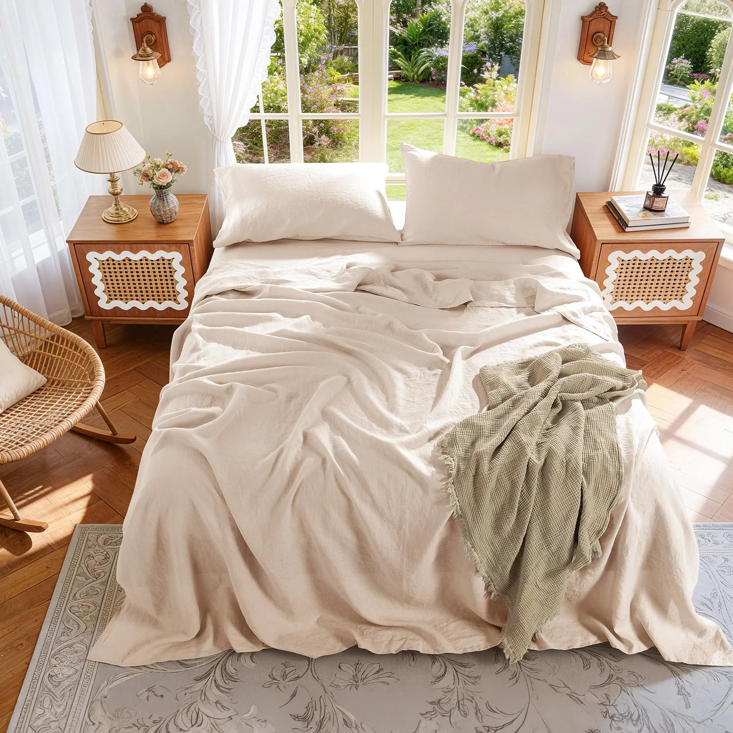 Kanesin Soft Washed Linen Bed Sheets