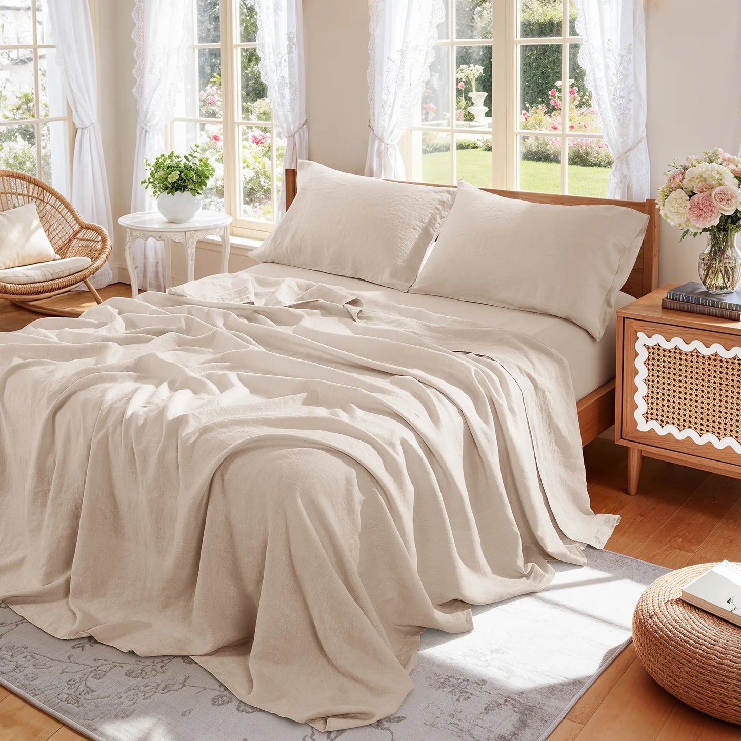 Kanesin Soft Washed Linen Bed Sheets