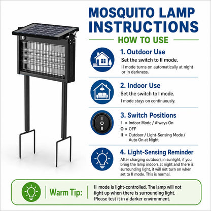 Kanesin Solar Bug Zapper Outdoor Waterproof Electric Mosquito and Fly Zapper with Smart Light Sensor