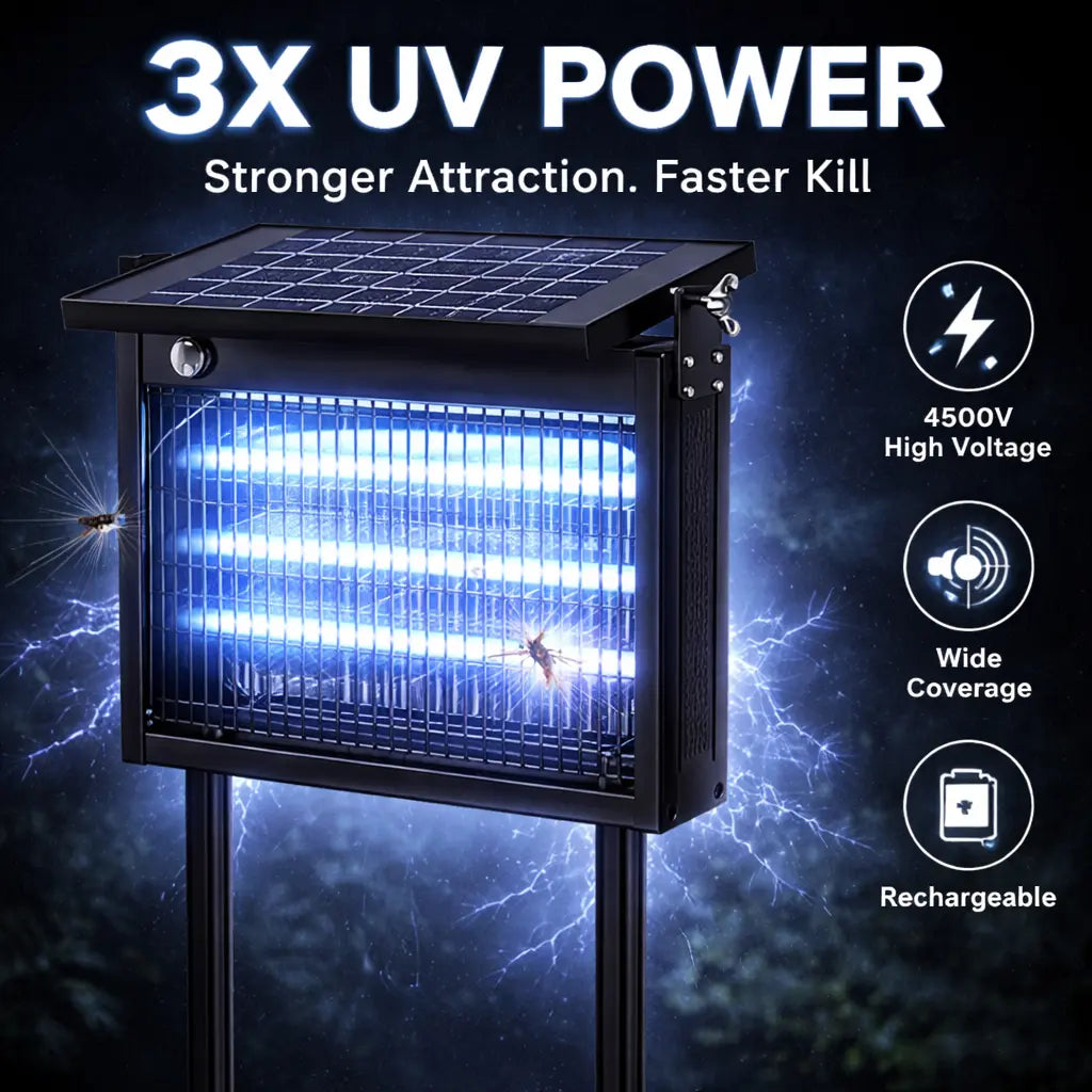 Kanesin Solar Bug Zapper Outdoor Waterproof Electric Mosquito and Fly Zapper with Smart Light Sensor