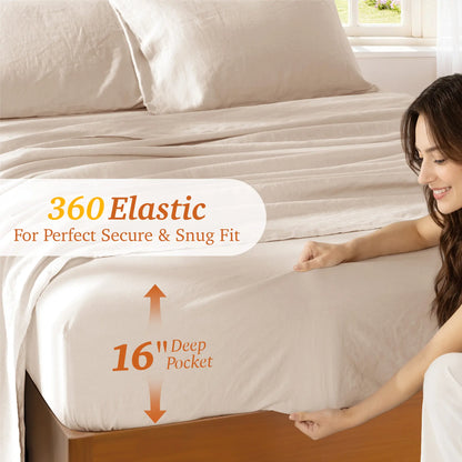 Kanesin Soft Washed Linen Bed Sheets